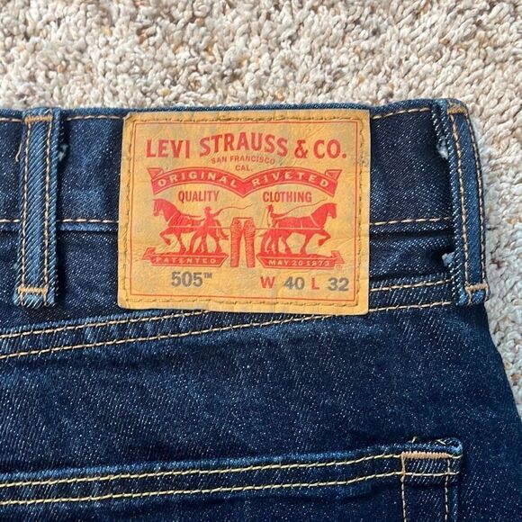 Levi’s 505 Regular Fit Dark Denim Jeans 40x32 - Picture 4 of 7